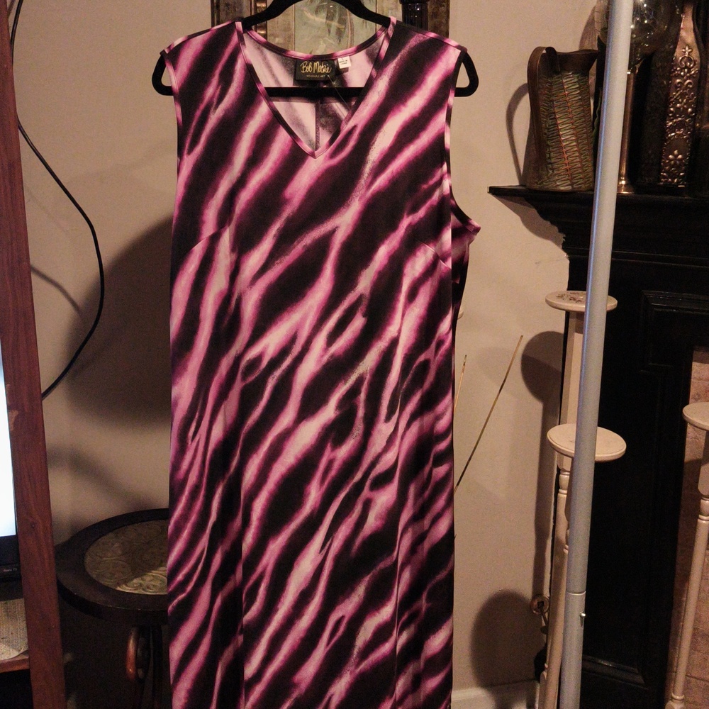 FINAL PRICE NWT Bob Mackie Artistic Fushia and Black Maxi Dress Size Large - Picture 7 of 9